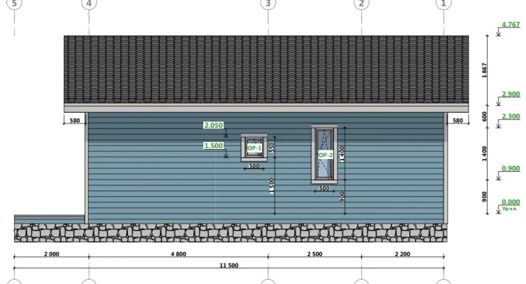 Загородный дом с террасой  7,0х9,5-99 м²